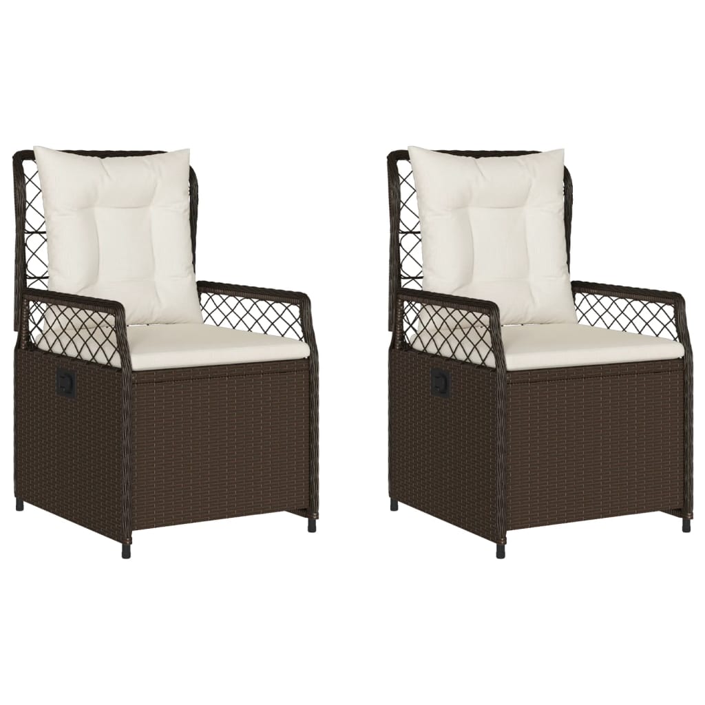vidaXL Sillones reclinables de jardín 2 uds ratán sintético marrón