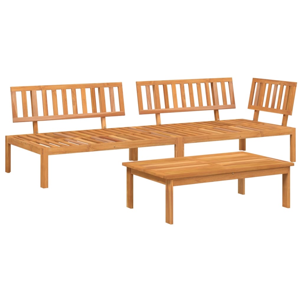 vidaXL Set de sofás de palets de jardín 3 pzas madera maciza de acacia