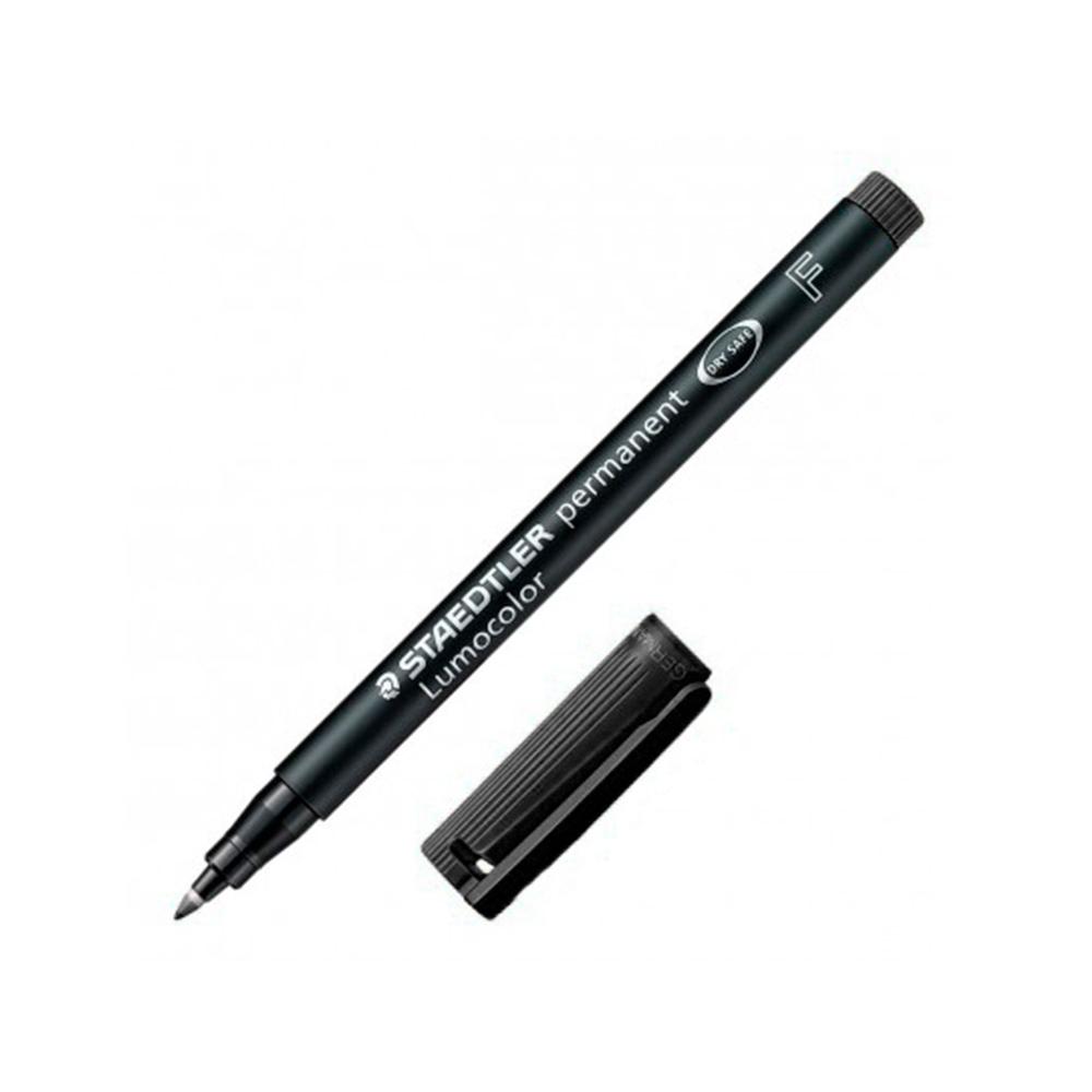 Staedtler lumocolor 318 rotulador permanente - punta fina redonda - trazo 0.6mm - capuchon con clip - secado rapido - color negro (10 uds)