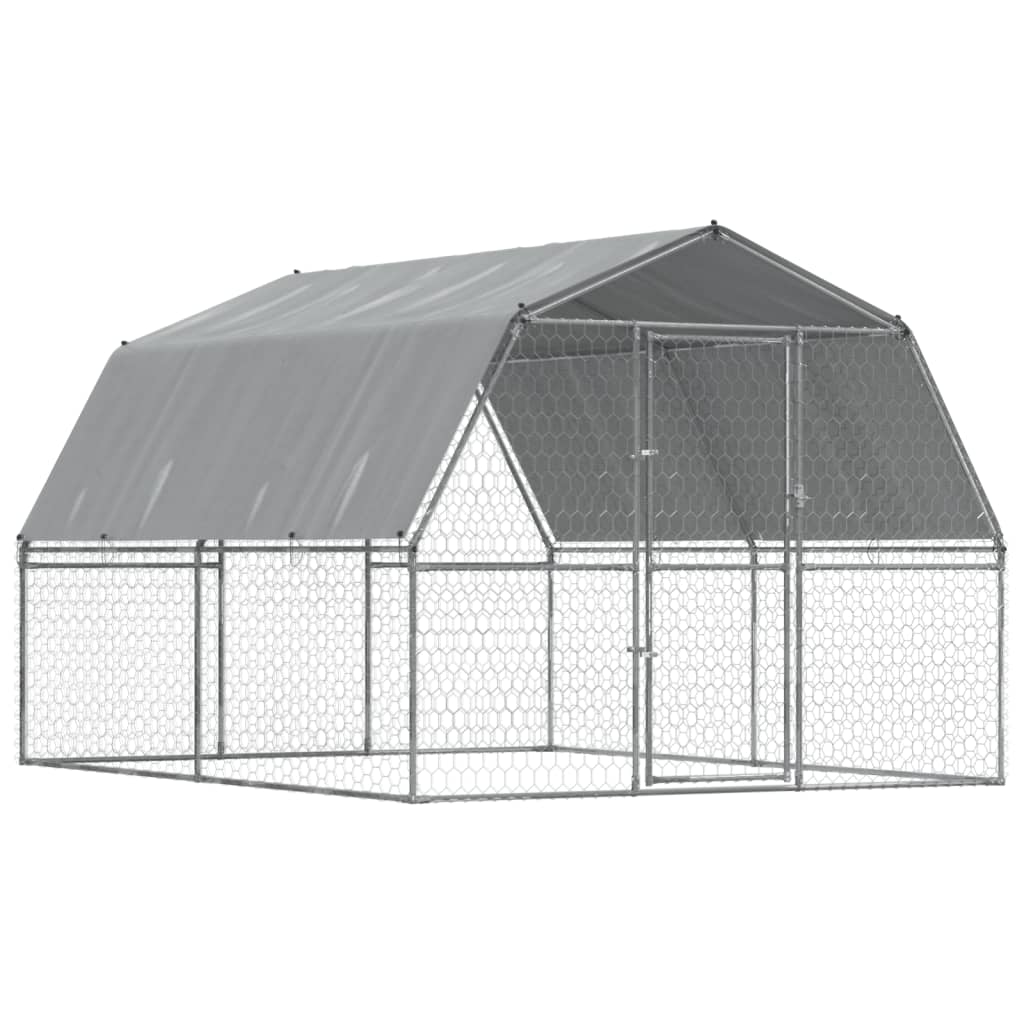 vidaXL Jaula para perros con techo y puerta acero galvanizado plateado Dimensiones 285 x 195 x 230 cm, 375 x 285 x 230 cm