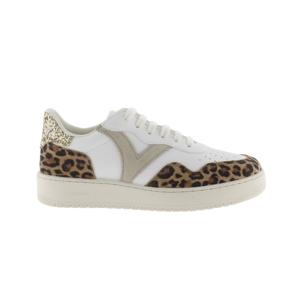 Victoria Madrid Zapatillas de efecto piel con piezas leopardo y trasera de glitter 1258266