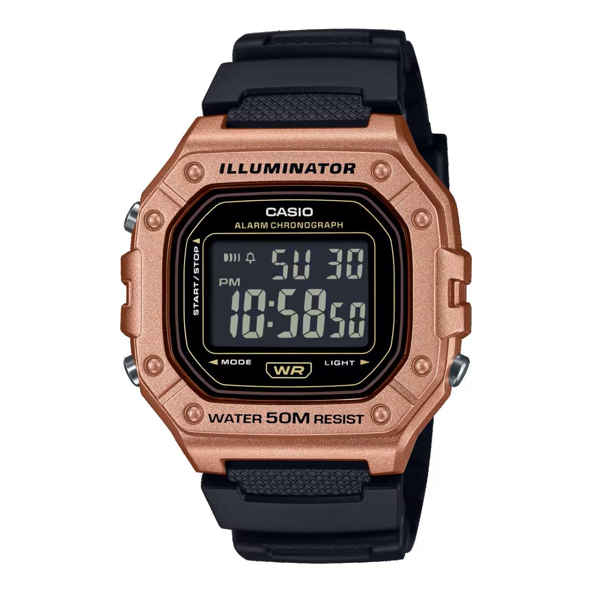 Casio W-218HM-5BV | Reloj Digital Retro con Resistencia al Agua y Diseño Marrón Metálico