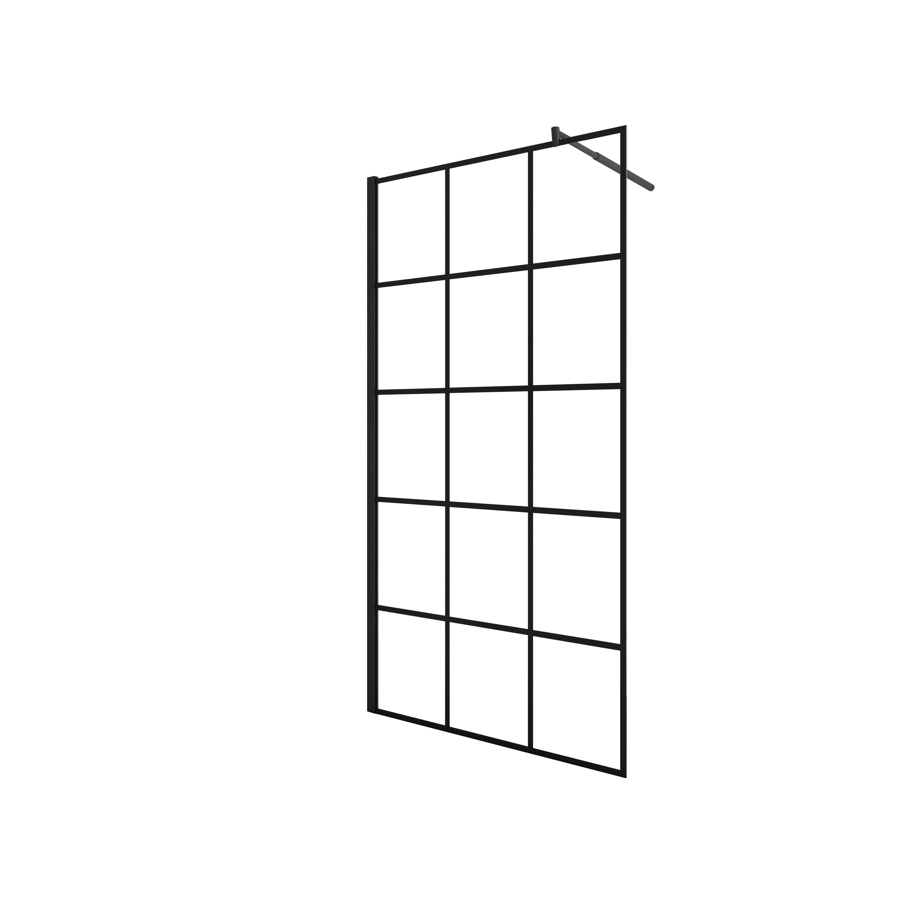 Walkin,Panel de ducha,Serigrafiada de celosía cuadrada,Vidrio Antical 8mm,Barra 70-120cm,Perfil Negro Mate,(78-80)x200cm