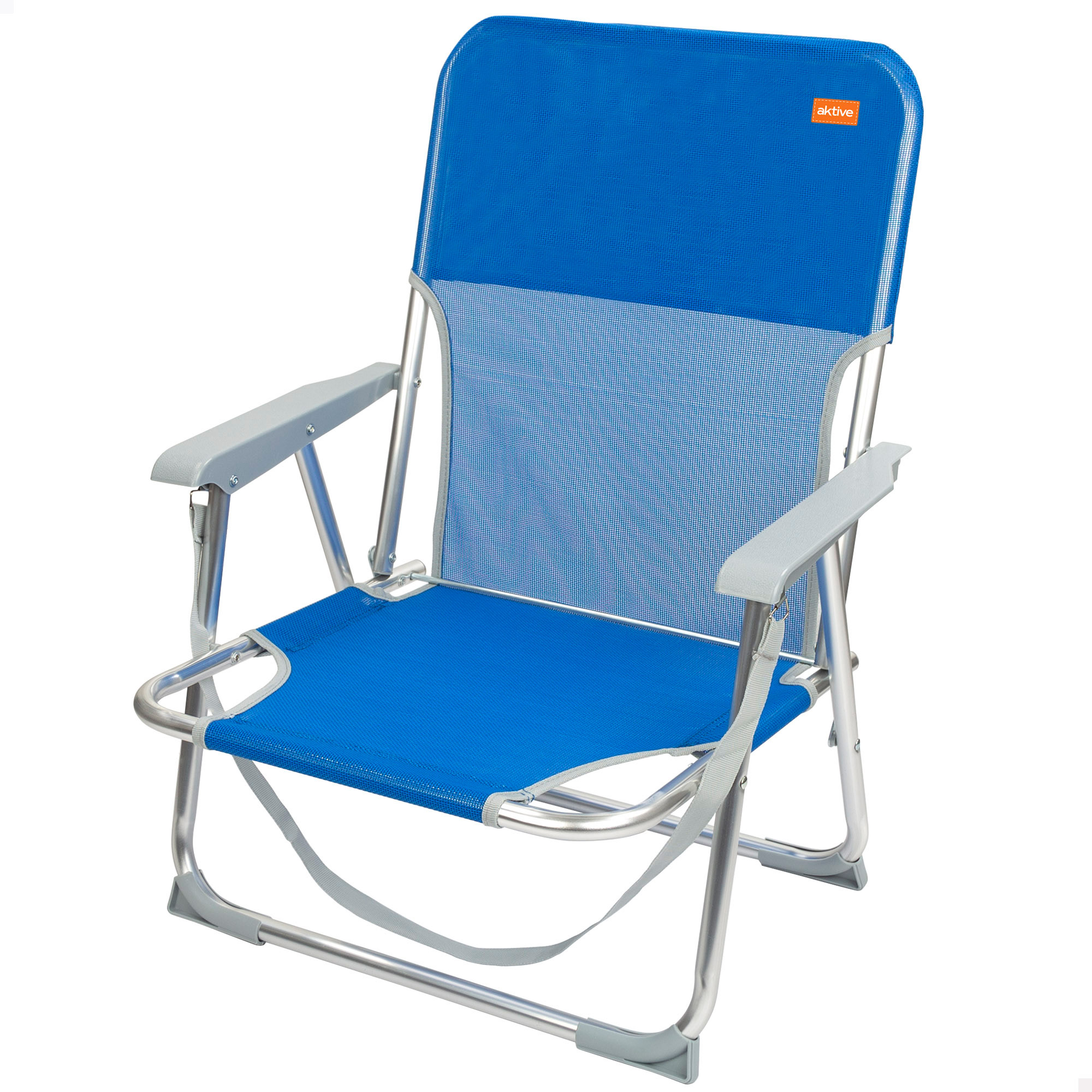 Aktive - Silla de playa plegable, posición fija, topes antivuelco, estructura aluminio, tejido textileno, asa transporte de hombro, sillas plegables, silla plegable camping, jardín