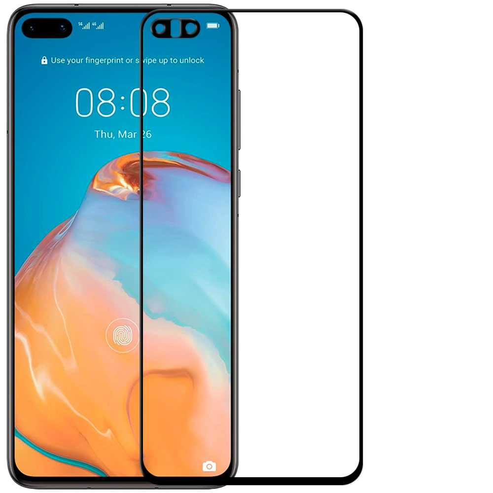 Ociodual Protector de Pantalla para Huawei P40 Cristal Templado 9H 9D Vidrio Anti Golpes Arañazos Marco Borde Negro
