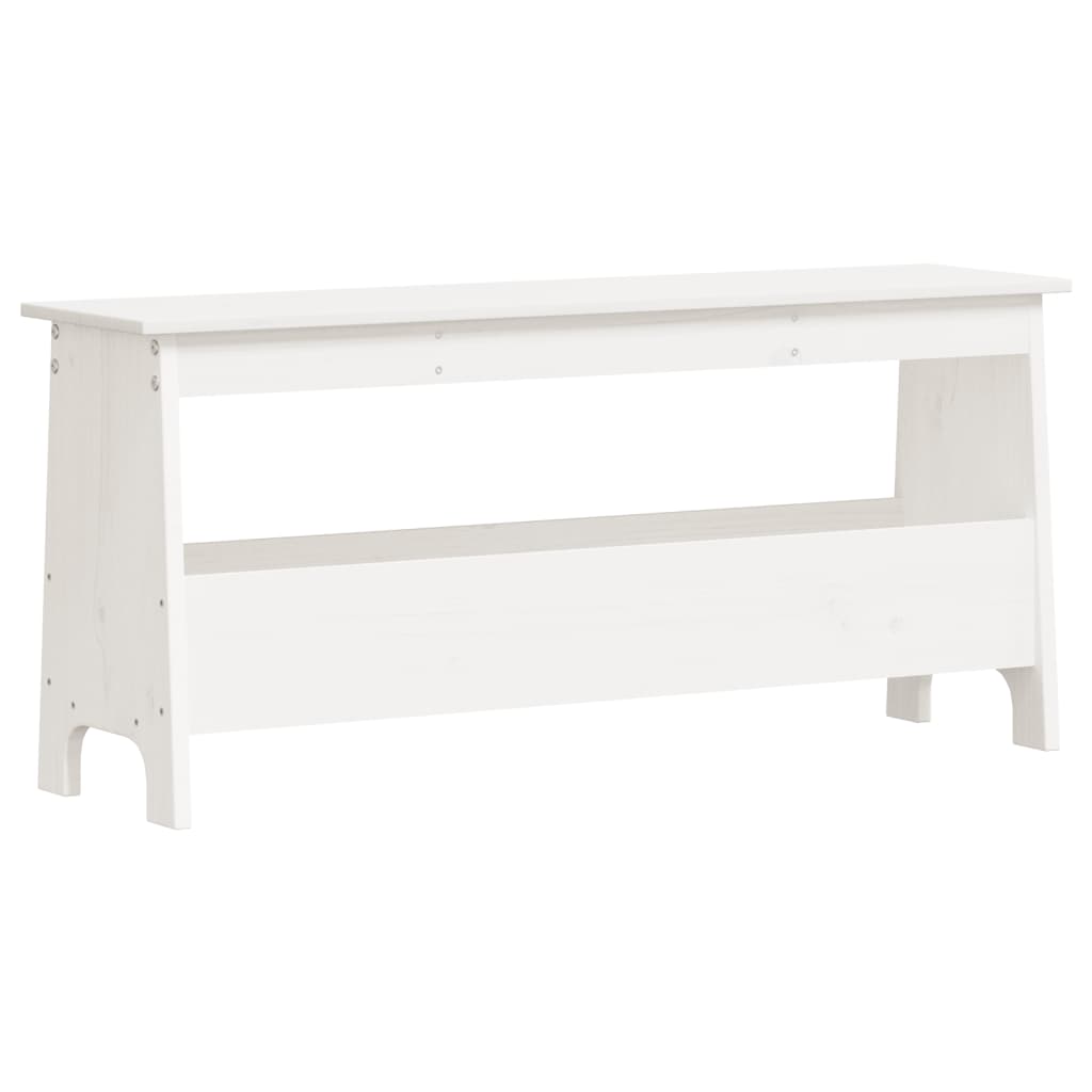vidaXL Banco de recibidor madera maciza de pino blanco 100x28x45 cm