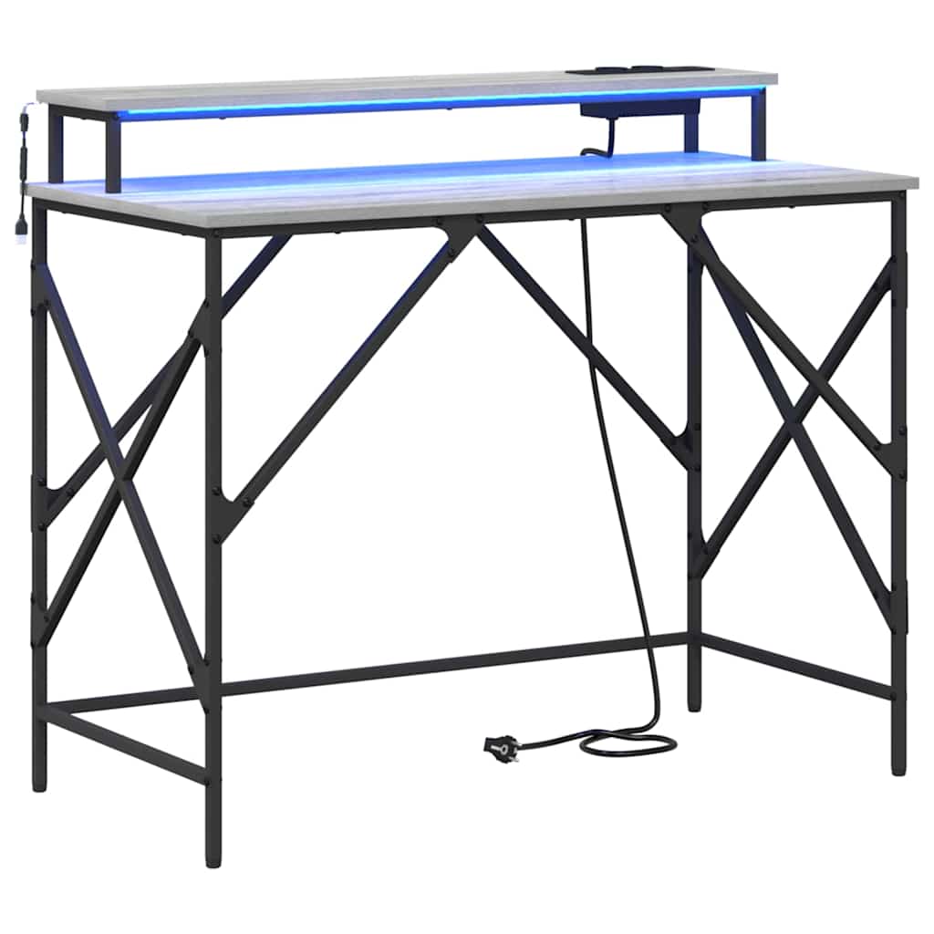 vidaXL Escritorio Gris Sonoma 100 x 50 x 86,5 cm Madera de ingeniería