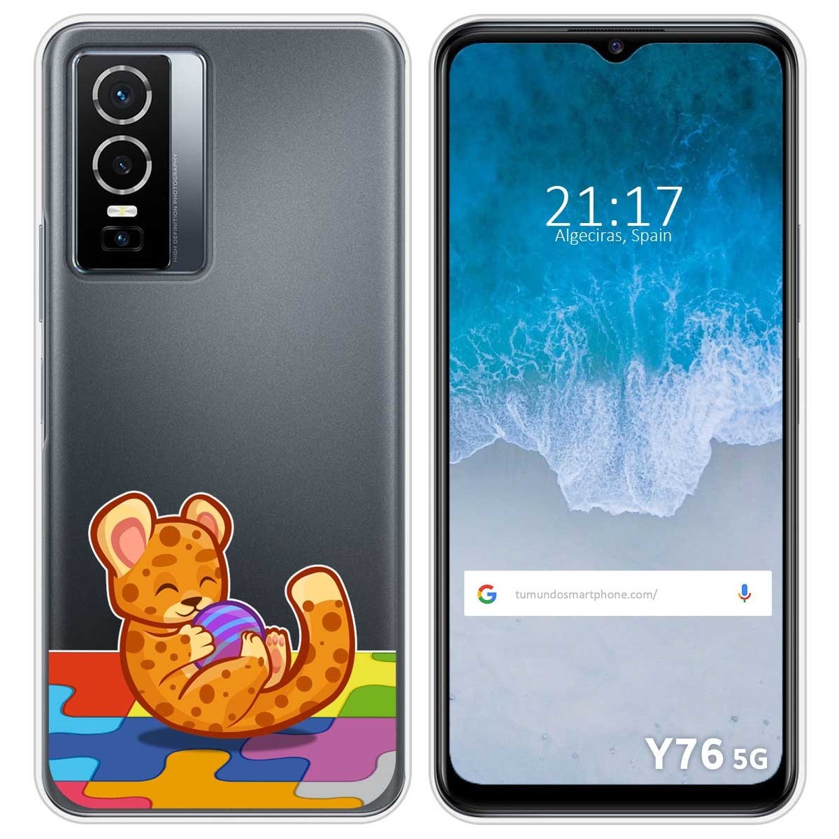 Funda Silicona Transparente para Vivo Y76 5G diseño Leopardo Dibujos