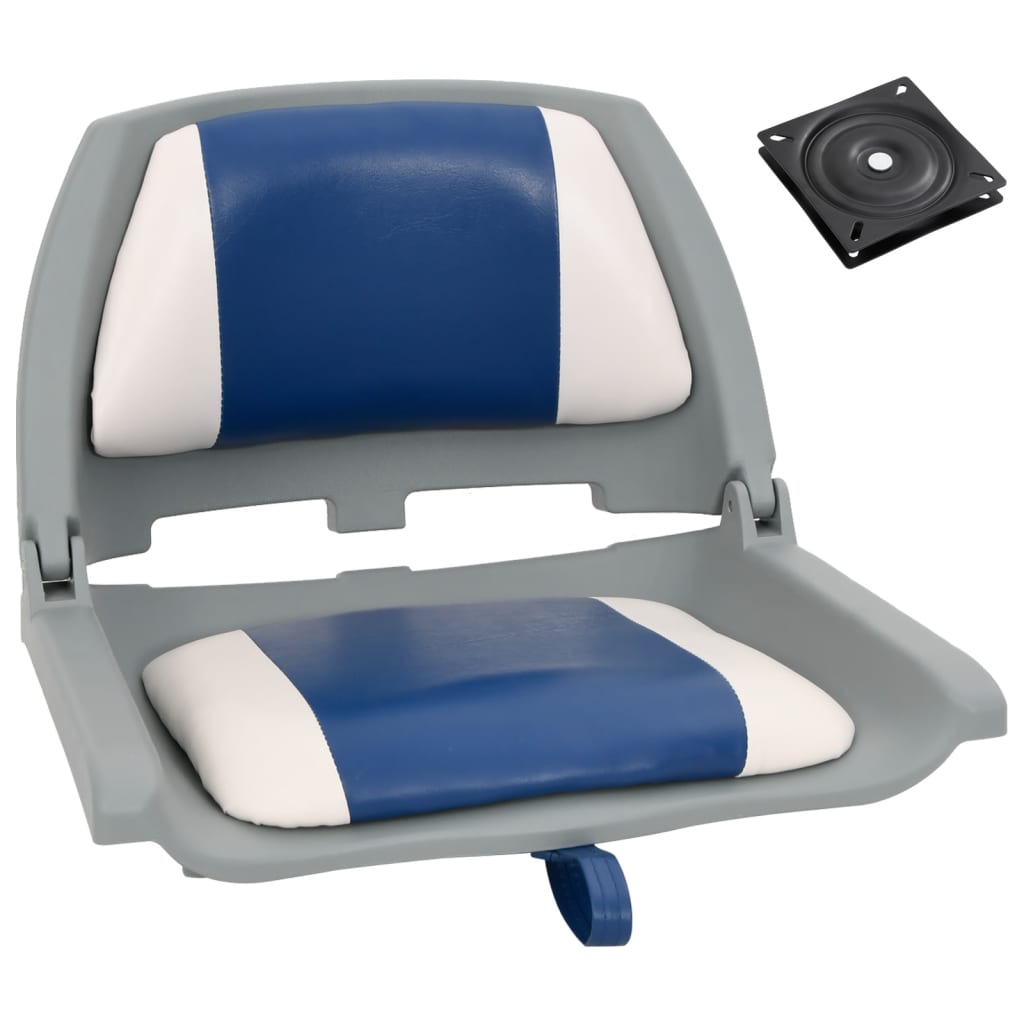 vidaXL Set asientos plegables para barco 2 uds con cojín blanco y azul