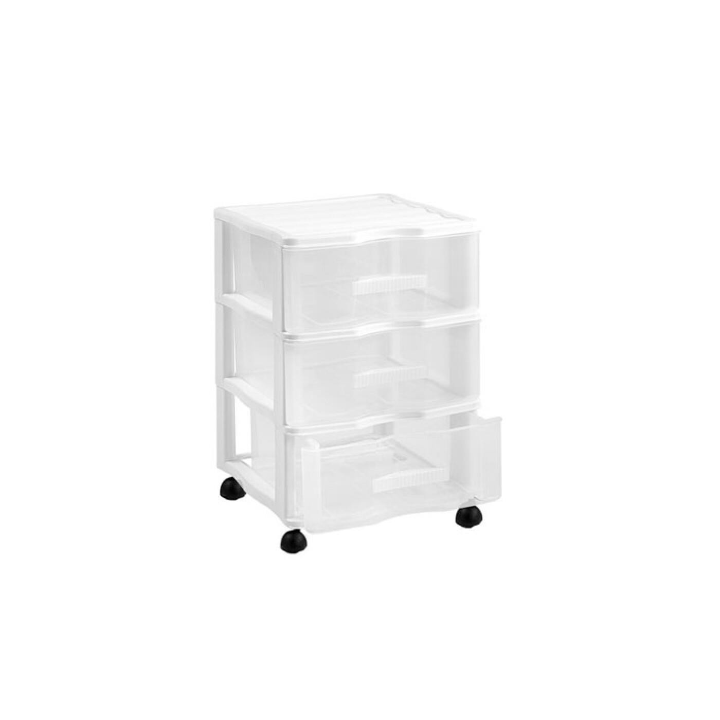 Tradineur - Cajonera estrecha modelo Támesis de plástico, 2 cajones  transparentes, torre de almacenaje, oficina, hogar (Blanco