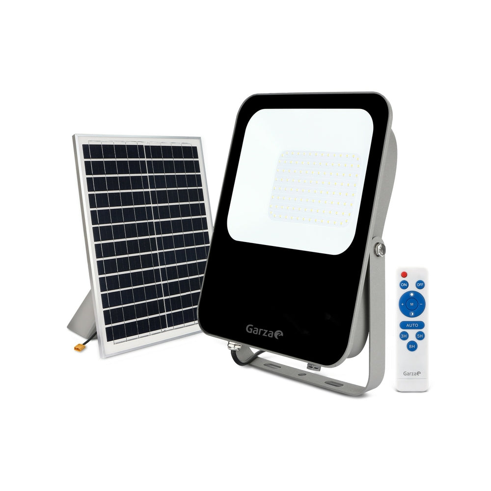 Garza - Garza Proyector Solar Programable con Placa Solar y Batería Recargable - Alta Intensidad de Luz LED - IP65 Impermeable - Garantía 2 Años