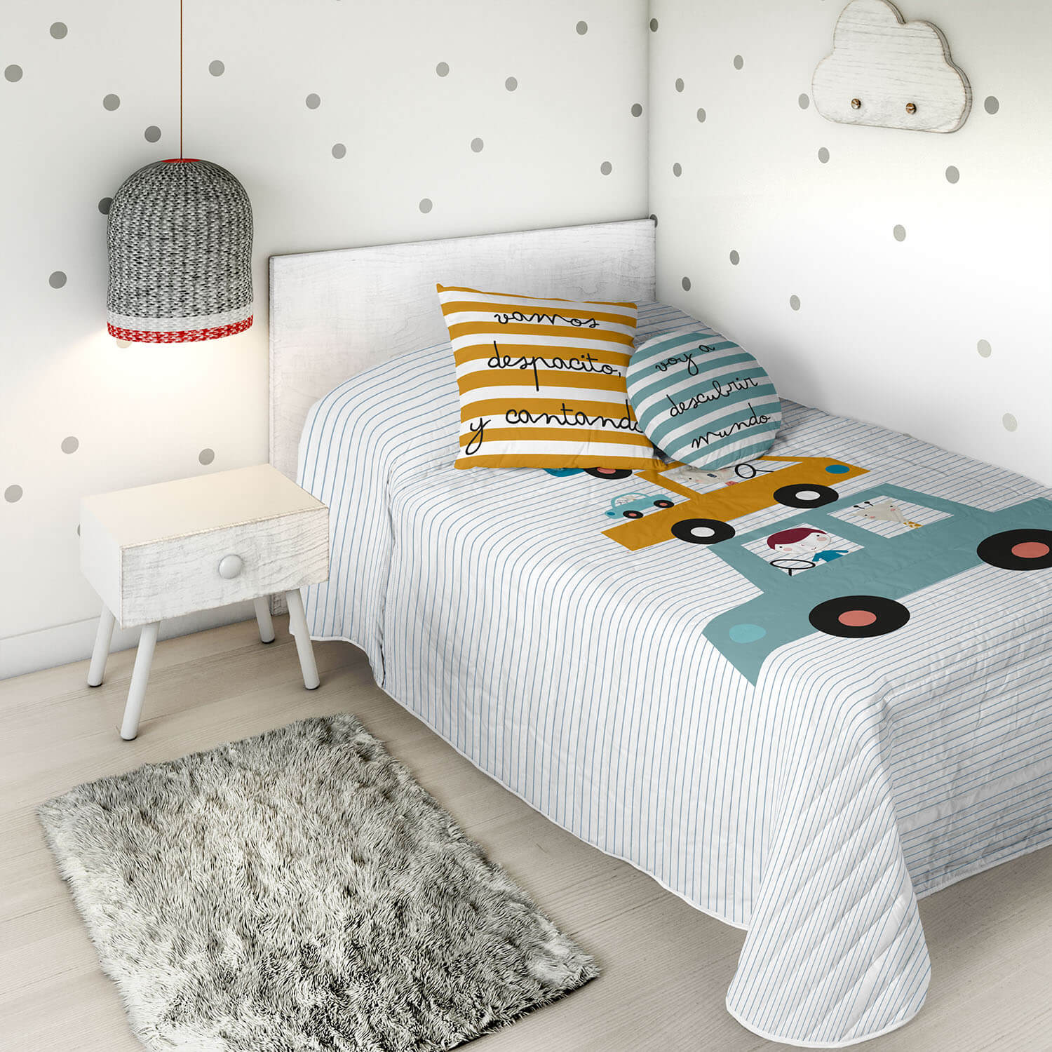 HACIENDO EL INDIO - Colcha Bouti Infantil Estampada 100% Algodón - Relleno 70 gramos -  Cubrecama Ligero Acolchado - Ideal para Primavera y Verano - Disponible para Cama 90/105 cm - Fabricada en España