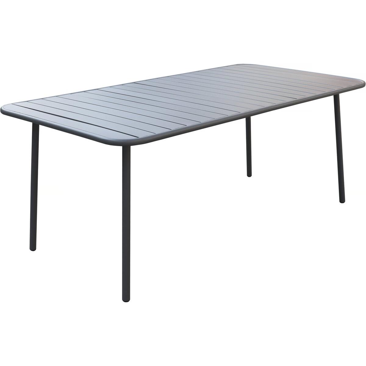 Habitat y Jardin - Mesa de jardín metálica "Bilbao" - 180 x 90 x 71 cm - Gris