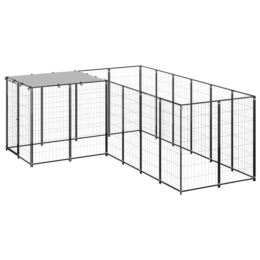 vidaXL Perrera 4,84 m² Acero Casa Jaula Perro Cachorro Recinto Mascota Color Plateado,  Negro, y mas
