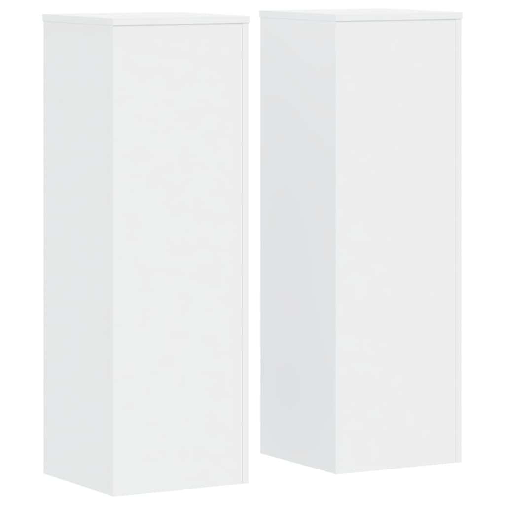 vidaXL Soportes de plantas 2 uds madera ingeniería blanco 33x33x100 cm