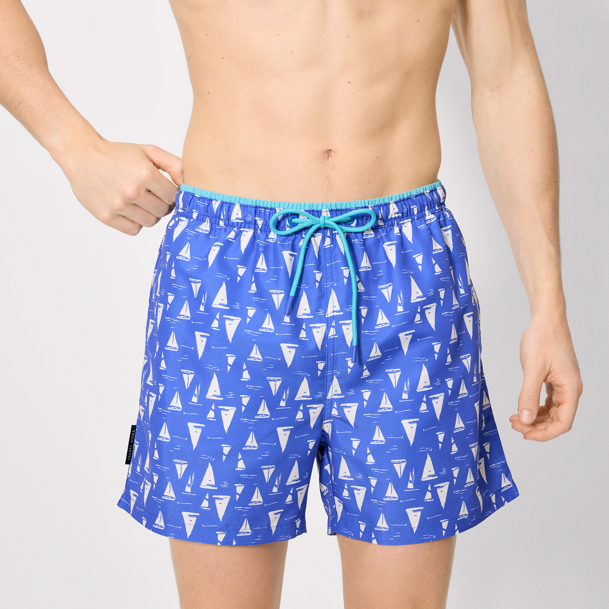 Ysabel Mora - Bañador medio estampado barcos veleros azul