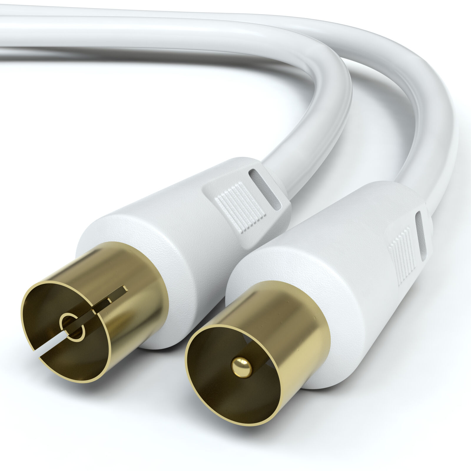 CABLEPELADO Cable Antena TV Macho Hembra Recto | Cable coaxial Antena de TV | Cable Antena TV Compatible televisión, decodificador, Tomas de TV | 75 Ohm | Blanco | 5 Metros