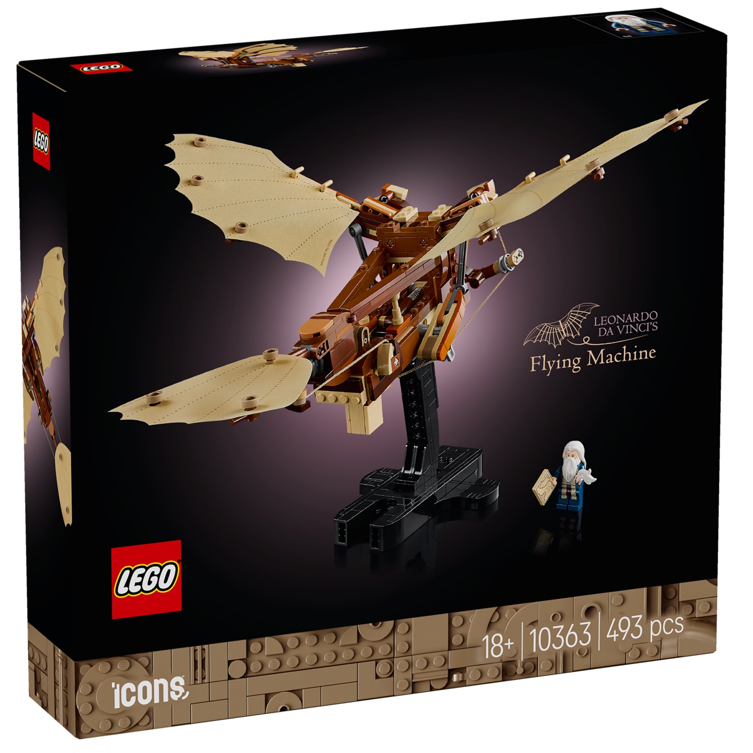 LEGO ICONS - MÁQUINA VOLADORA DE LEONARDO DA VINCI, 10363, TIENDA CON LICENCIA OFICIAL, JUGUETES, PELÍCULA, LADRILLOS, BRICKS, PIEZAS, BLOQUES, ARTISTA, PINTOR, ESCULTOR, ITALIANO, INVENTOR