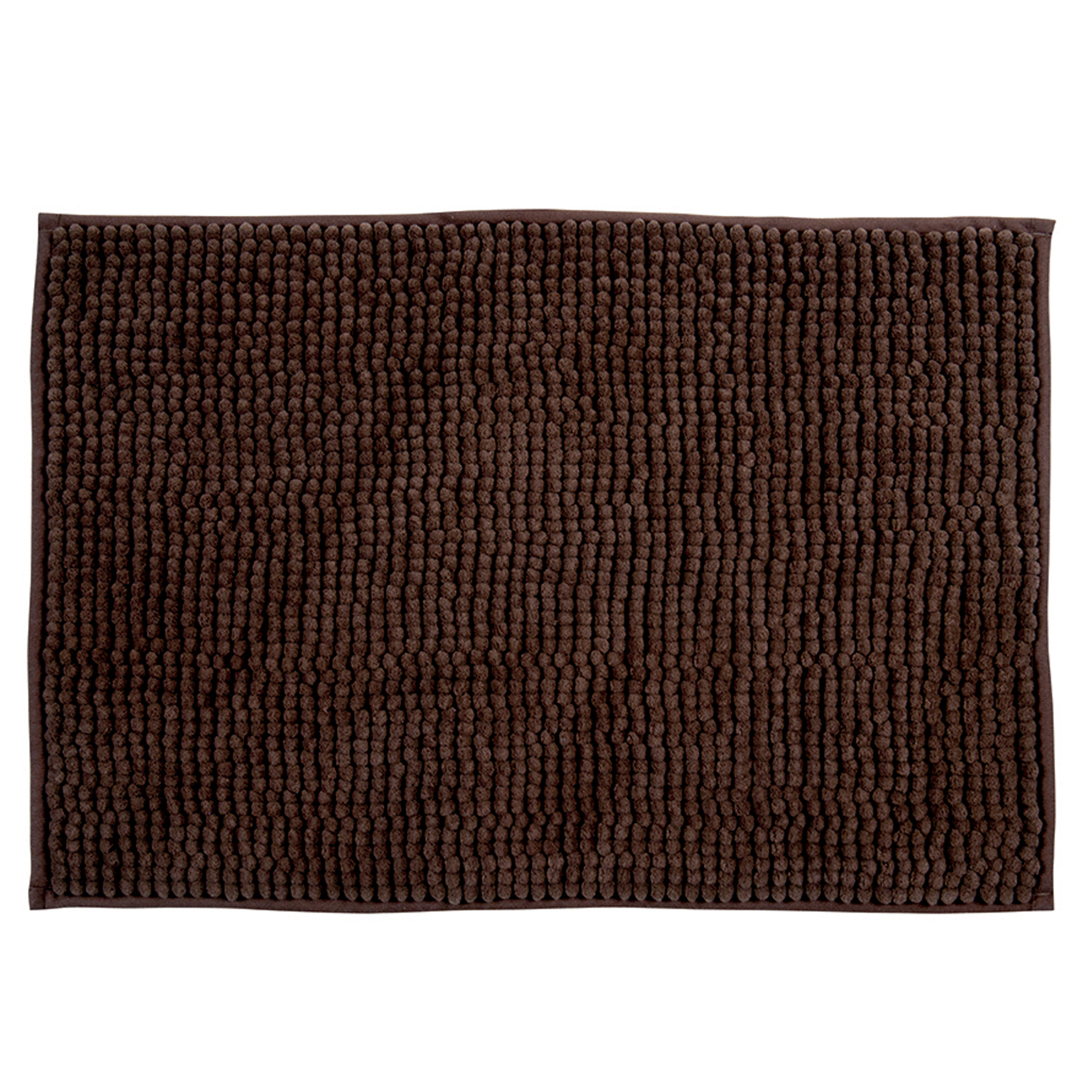 Alfombra de baño MSV "Chenille" de microfibra en color chocolate 40 x 60 cm