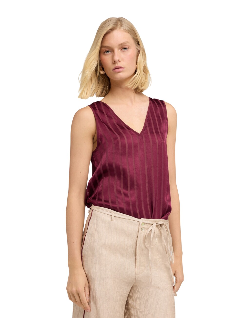 Motivi - Blusa de raso a rayas devoré