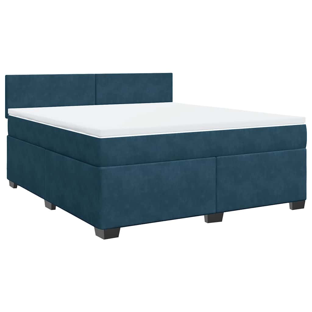 vidaXL Cama box spring con colchón terciopelo azul 180x200 cm