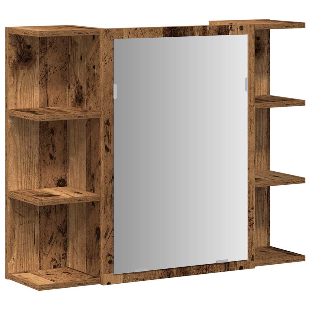 vidaXL Armario de espejo de baño contrachapada envejecida 80x20,5x64cm