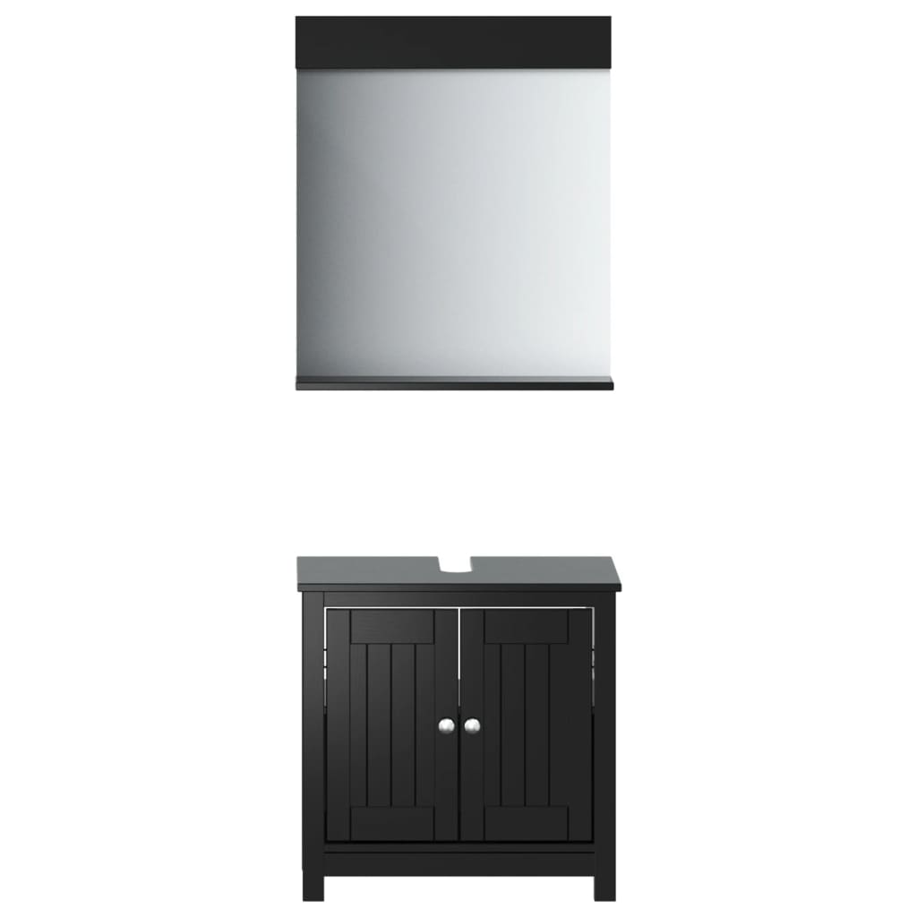 vidaXL Juego de muebles de baño BERG 2 pzas madera maciza pino negro
