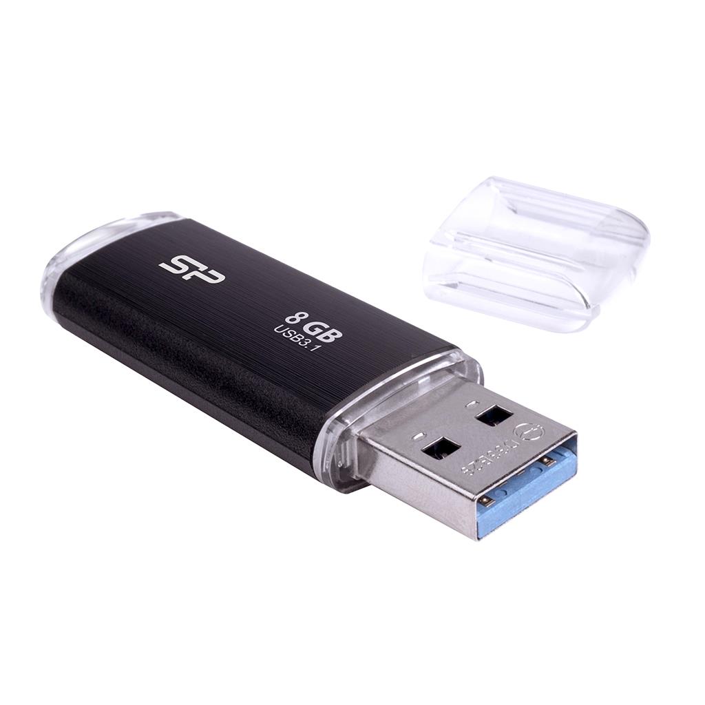 Silicon Power 8GB Blaze B02 Unidad Flash USB USB Tipo A 3.0 (3.1 Gen 1) Negro - Memoria USB (8 GB, USB Tipo A, 3.0 (3.1 Gen 1), Tapa, 8 g, Negro)