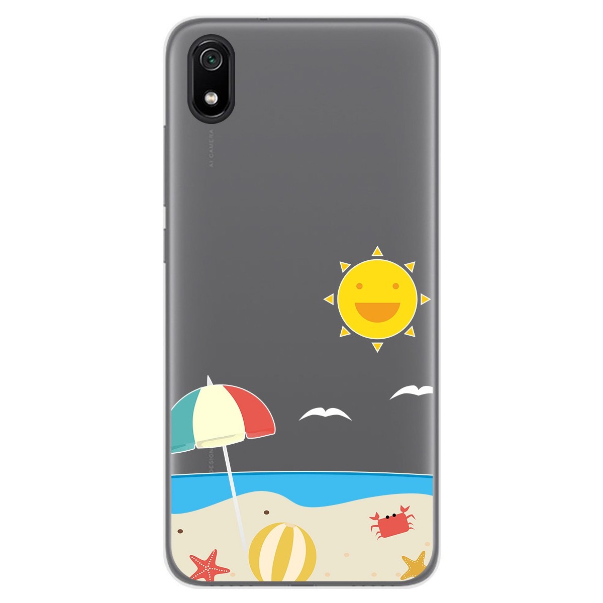 Tumundosmartphone Funda Gel Transparente para Xiaomi Redmi 7A diseño Playa Dibujos