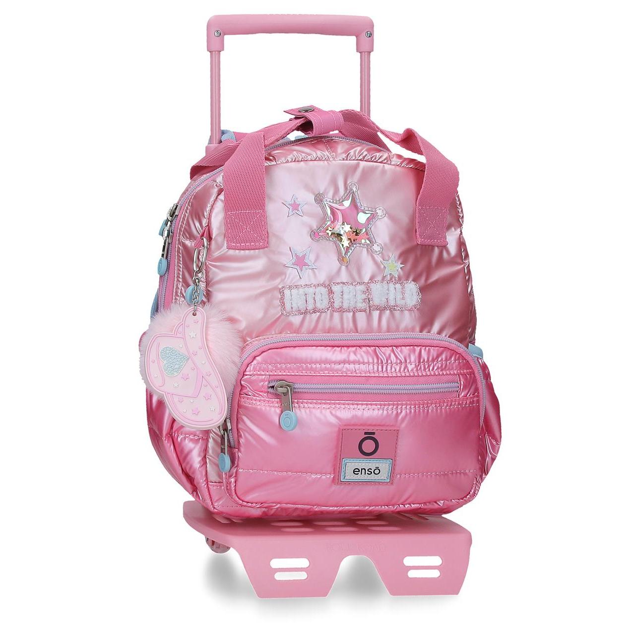 Mochila escolar con carro Enso Into The Wild 23x28x10cm Rosa