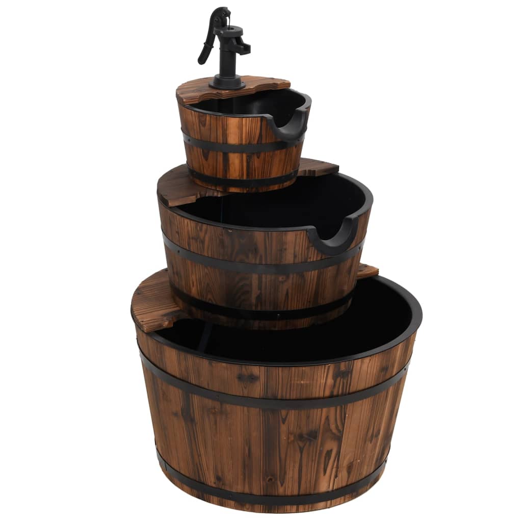vidaXL Fuente de agua con bomba madera maciza de abeto Modelo 2 pisos (44.5x44.5x58 cm), 3 pisos (60x60x94 cm)