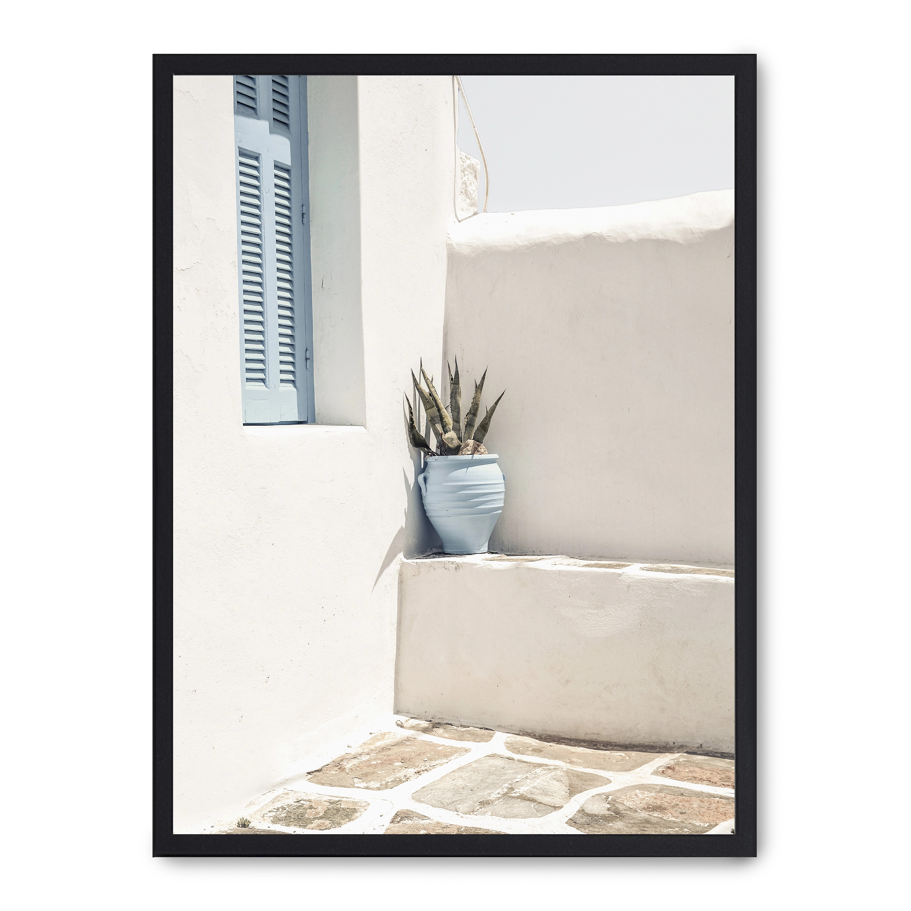 Cuadro blue window 30x40cm, Póster impreso en papel de primera calidad de 180gr, montado sobre marco de madera MDF acabado en negro., Arquitectura