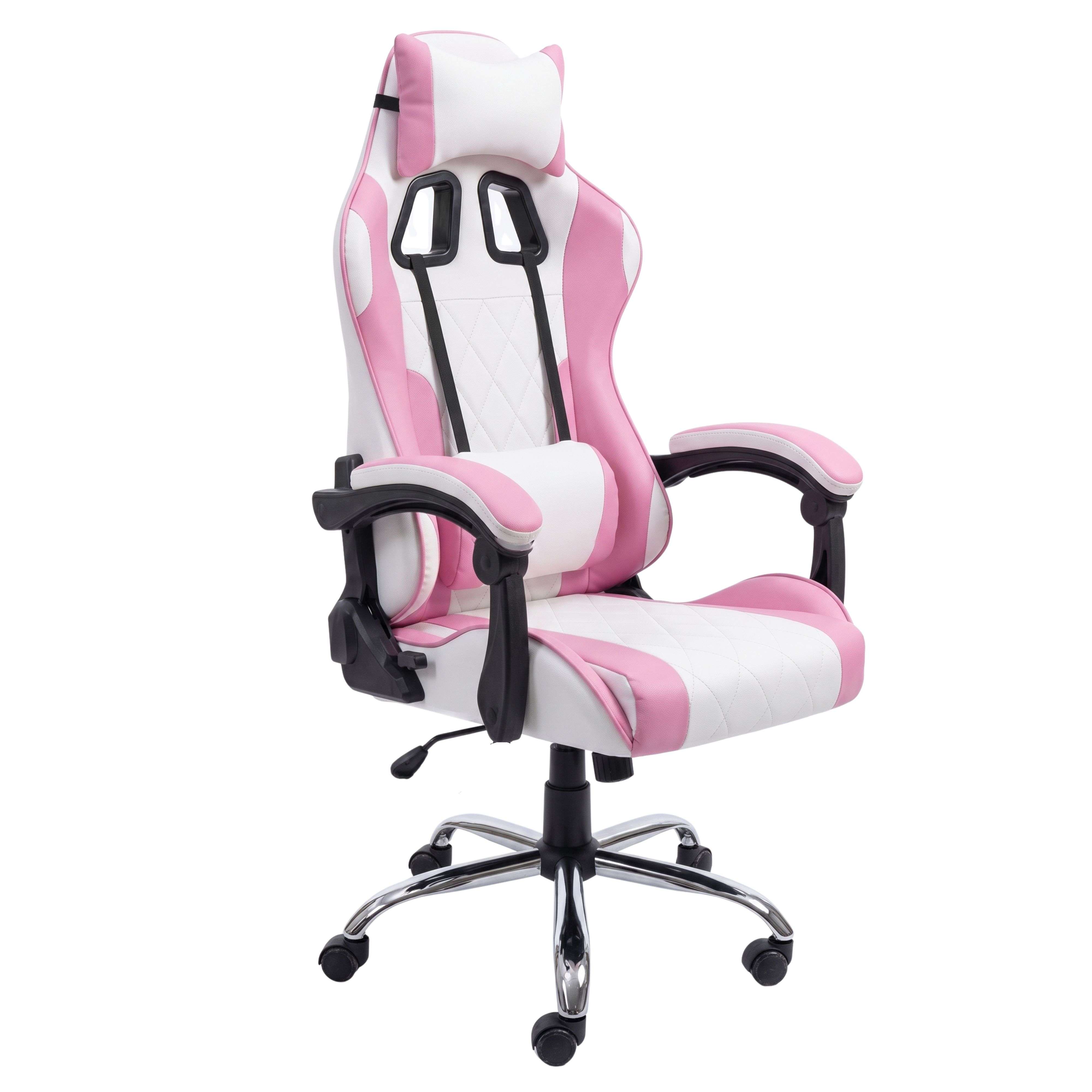Miroytengo Silla Gaming Ergonómica Reclinable con Cojín Lumbar Legend Rosa y Blanco