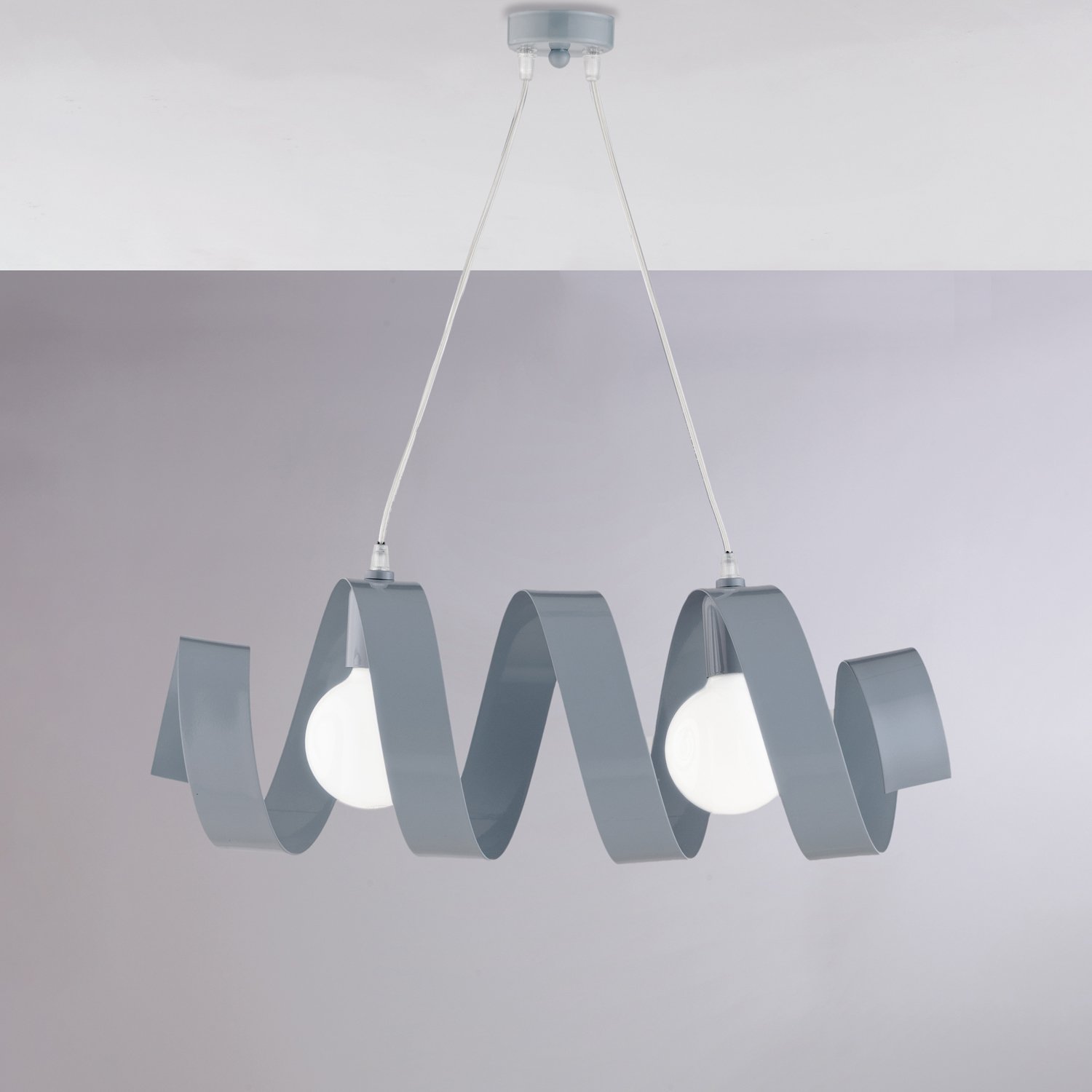 Suspensión moderna Helix 2 Luces Hierro Lacado Gris