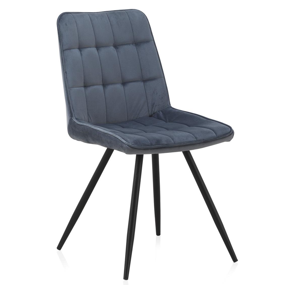 Set 2 Sillas Tapizadas Terciopelo Azul Claro, Patas Metal Negro El mejor complemento para tu hogar. Fijalo