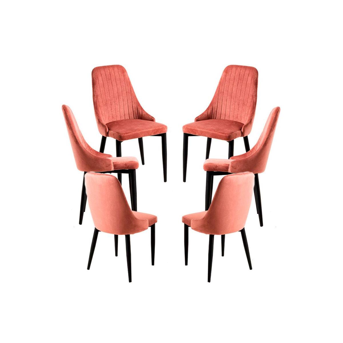 Regalos Miguel - Packs Sillas Comedor - Pack 6 Sillas Kan Terciopelo - Rosa