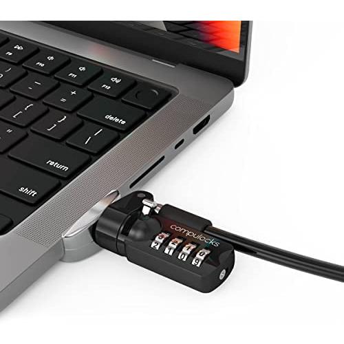 Maclocks Compulocks Adaptador de Cerradura para Macbook Pro 14 Pulgadas Ledge con Cerradura de Combinación - Plata