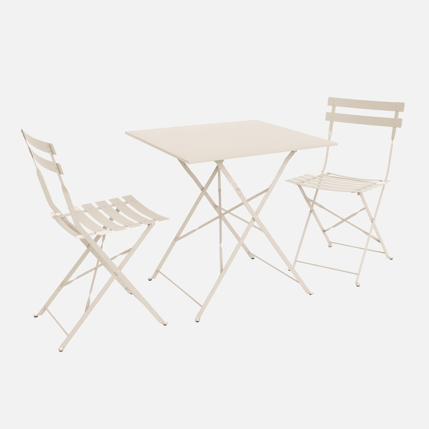 sweeek - Set mesa de jardín bistró plegable de acero con 2 sillas, 70cm , Emilia , 70x70x71