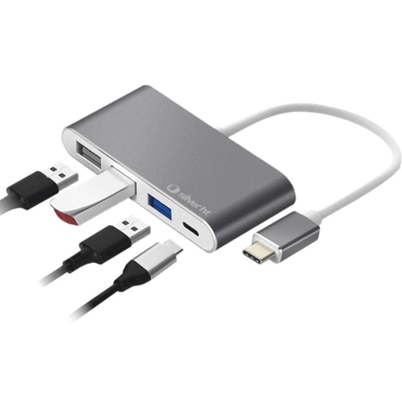 Silver HT - Hub Logan USB-C 4 en 1. Compatible con iPhone 15