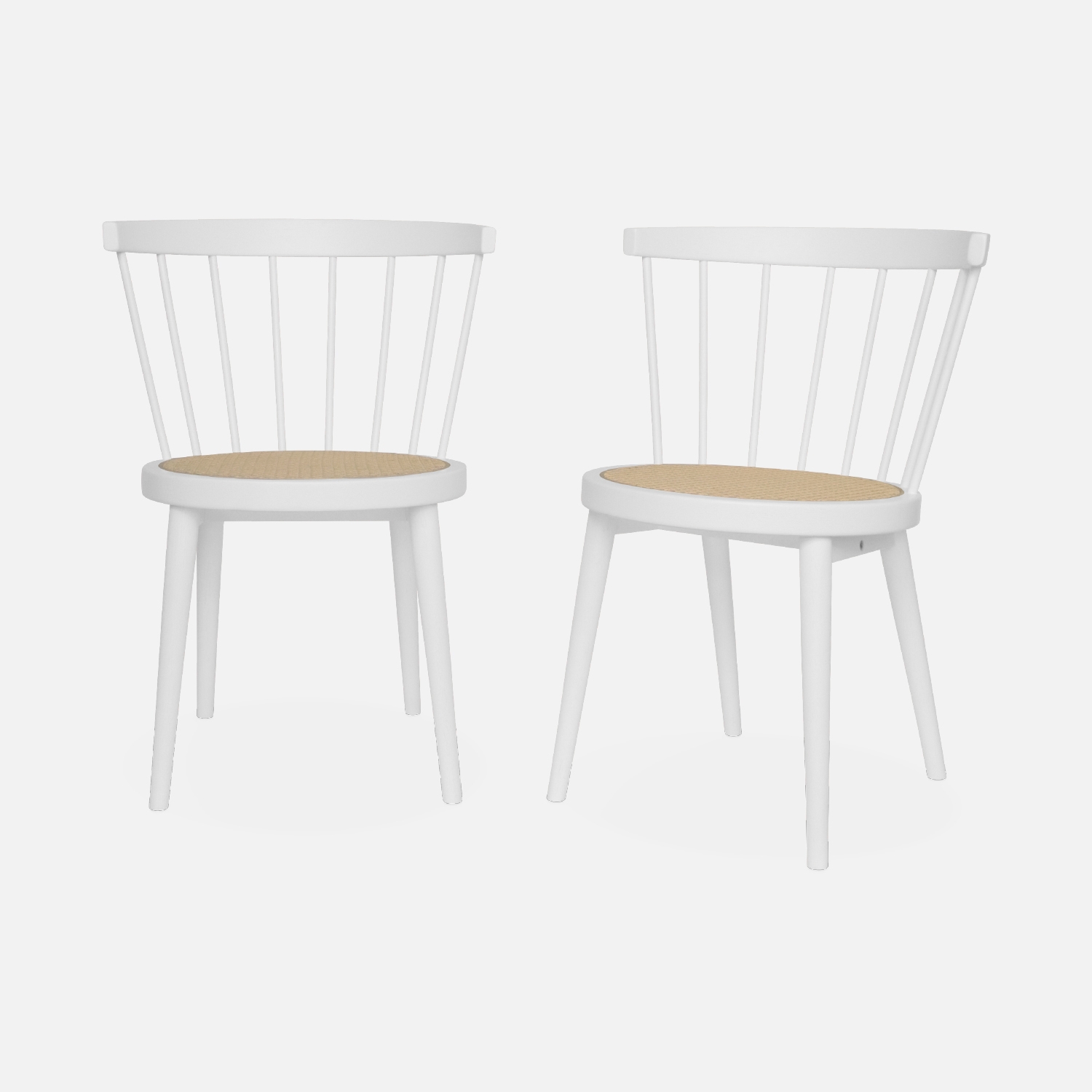 sweeek - Silla de madera y caña, set de 2 , Nora , 54x54x76