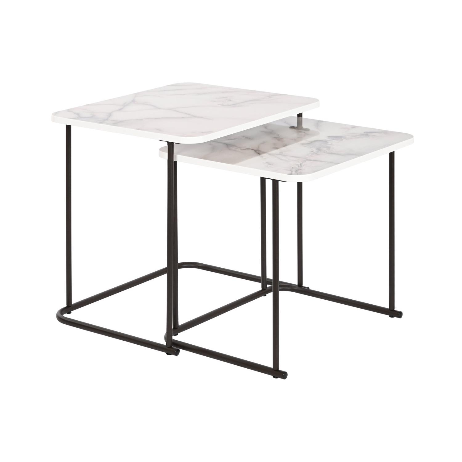 Mesita Auxiliar Set 2 Mdf 51X43X49 Simil Marmol - Fijalo - El mejor complemento para tu hogar.