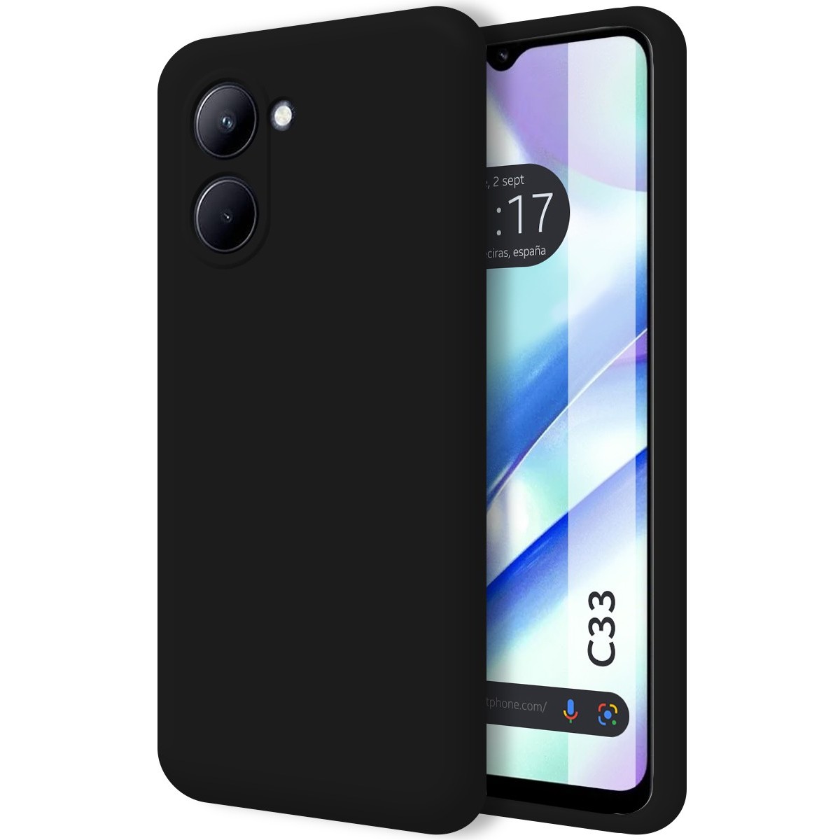 Tumundosmartphone Funda Silicona Líquida Ultra Suave para Realme C33 Negra