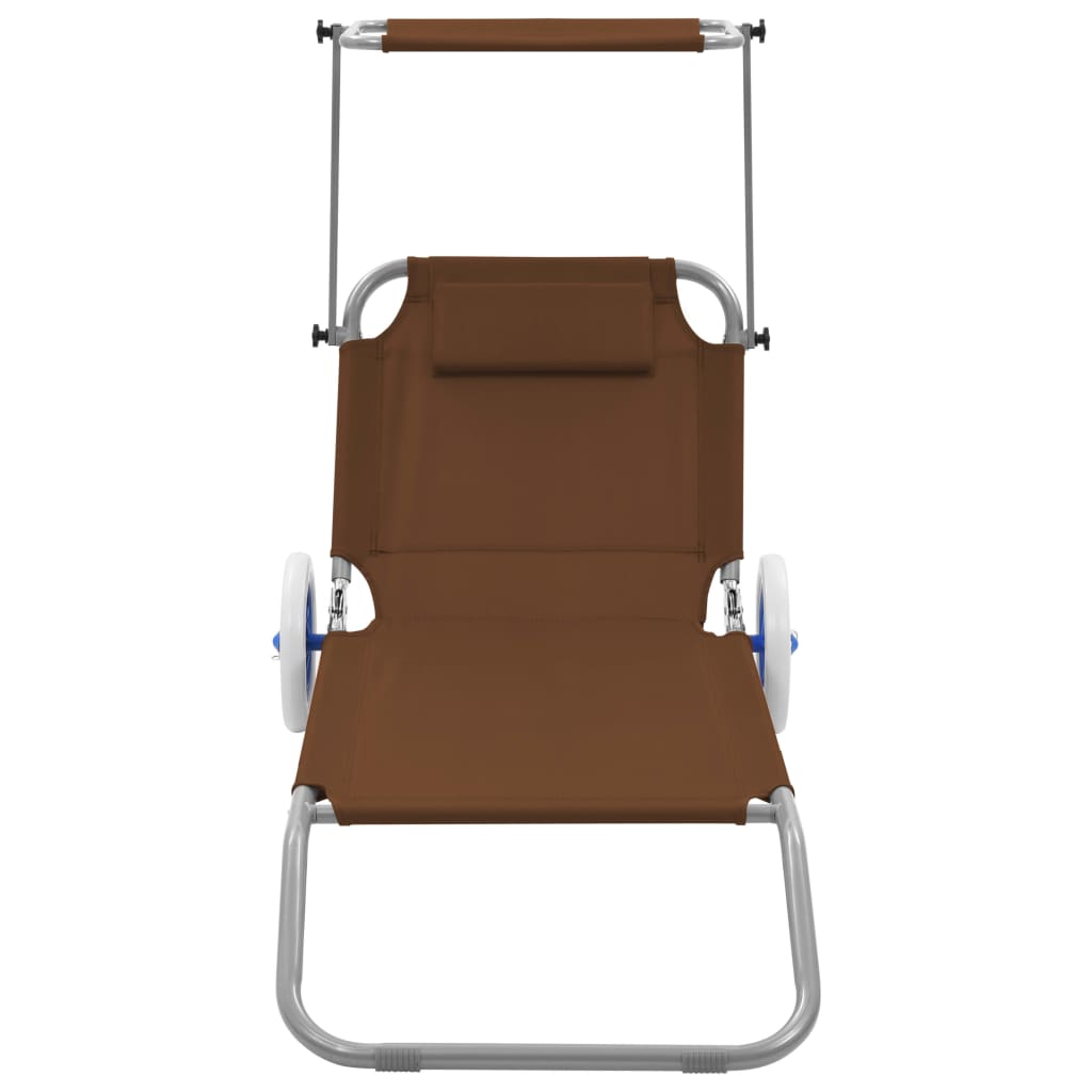 Vidaxl Tumbona Plegable con Toldo y Ruedas en Varios Colores - Ideal para Jardín, Playa, Piscina, Terraza
