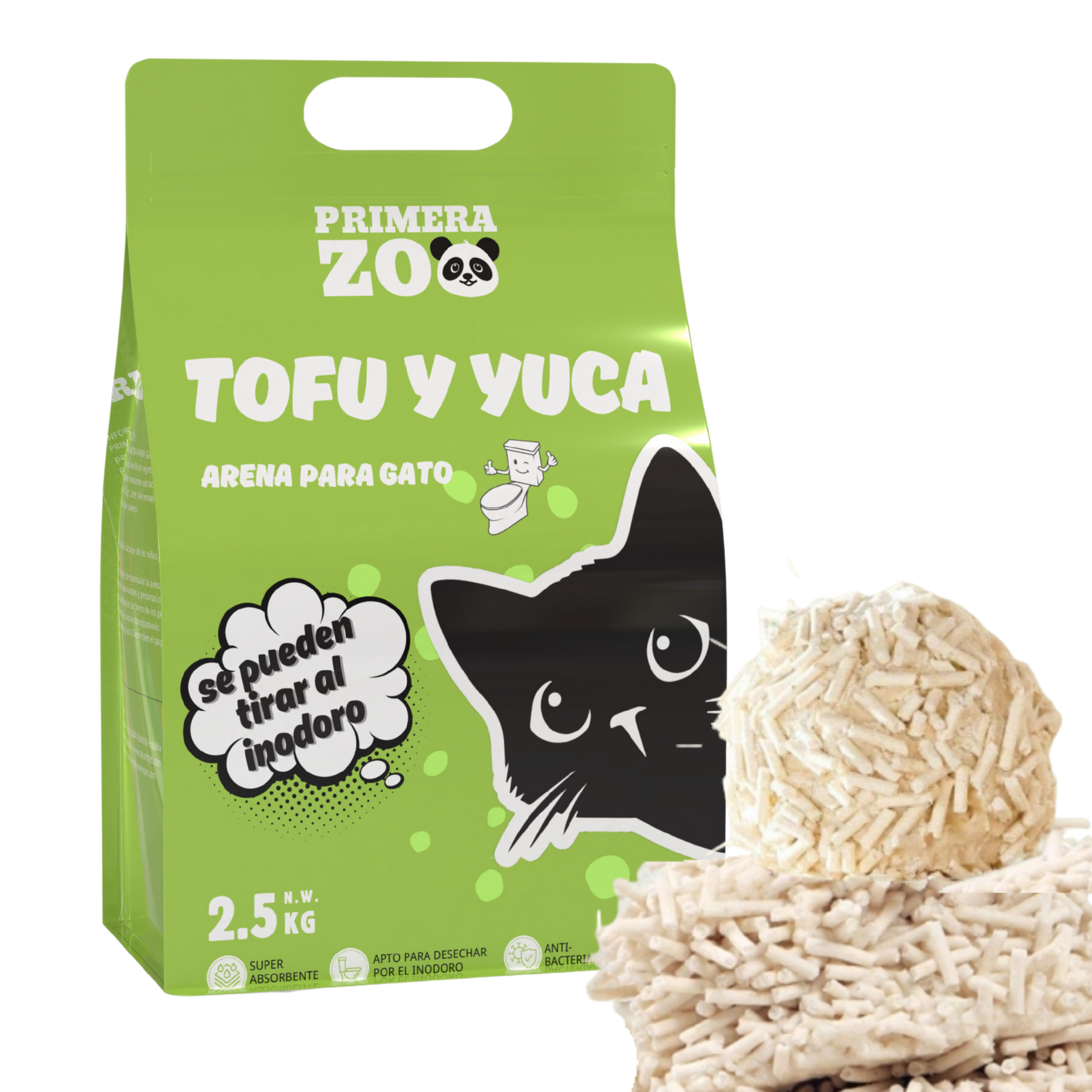 Primerazoo, Arena para Gatos de Tofu y Yuca Mezclado, Doble Absorción, Súper Aglomeración, Control de Olor, Sin Polvo