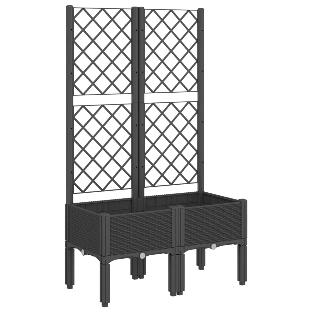 vidaXL Jardinera con enrejado PP 80x40x142 cm Color Gris,  Gris claro,  Negro y mas