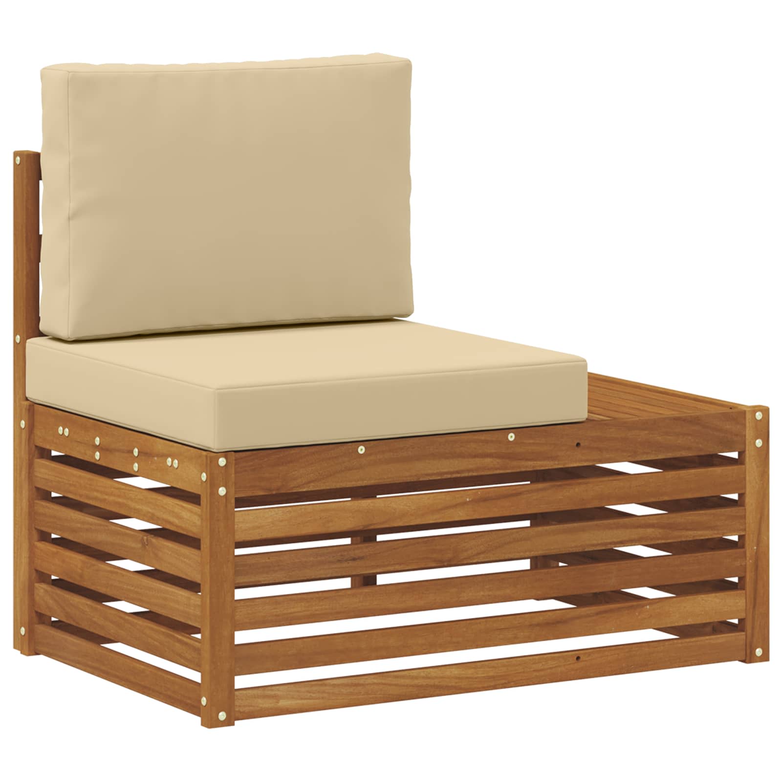 vidaXL Sofá modular de exterior con cojín Natural 91 x 63 x 73 cm
