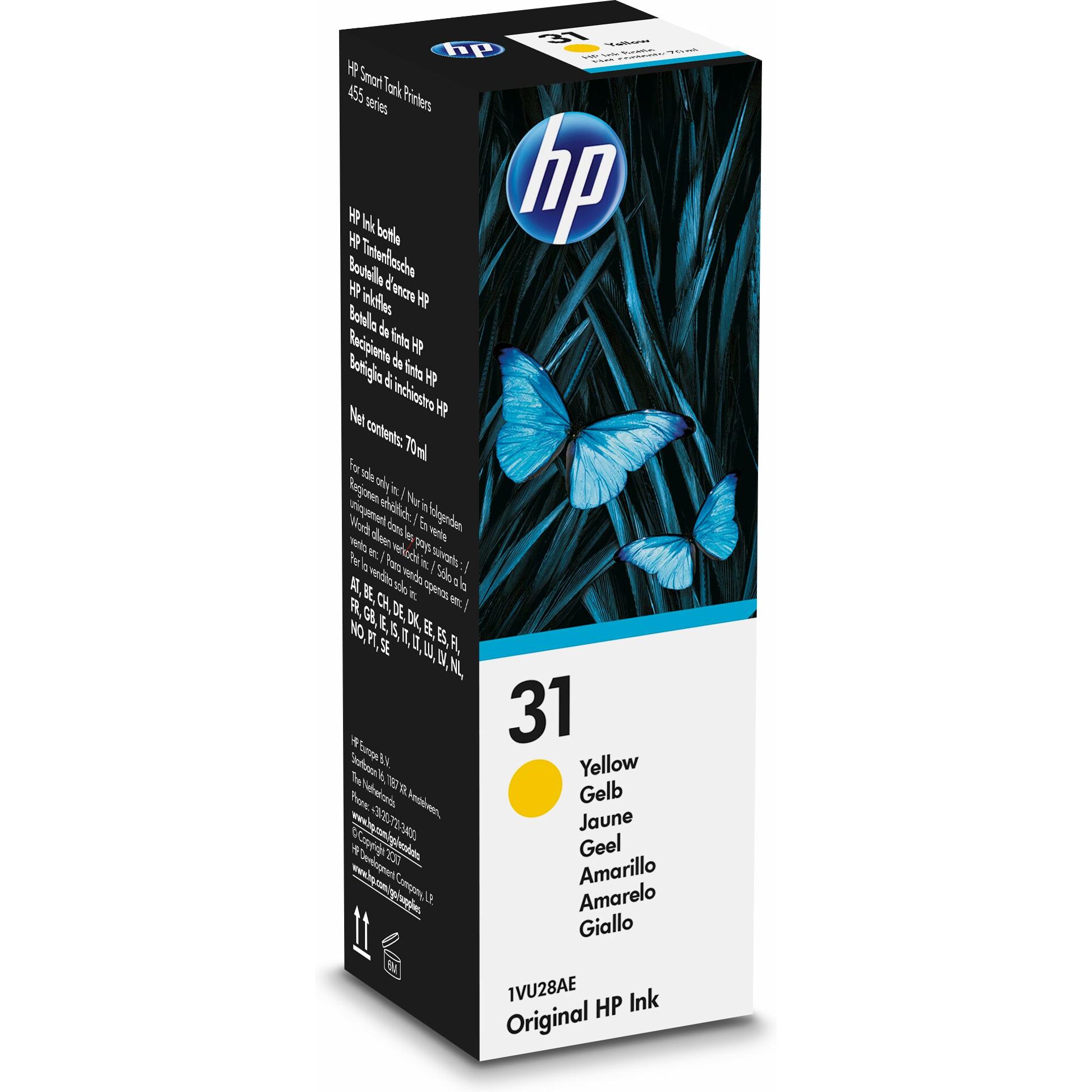 HP 31 70-ml Yellow Original Ink Bottle cartucho de tinta Amarillo