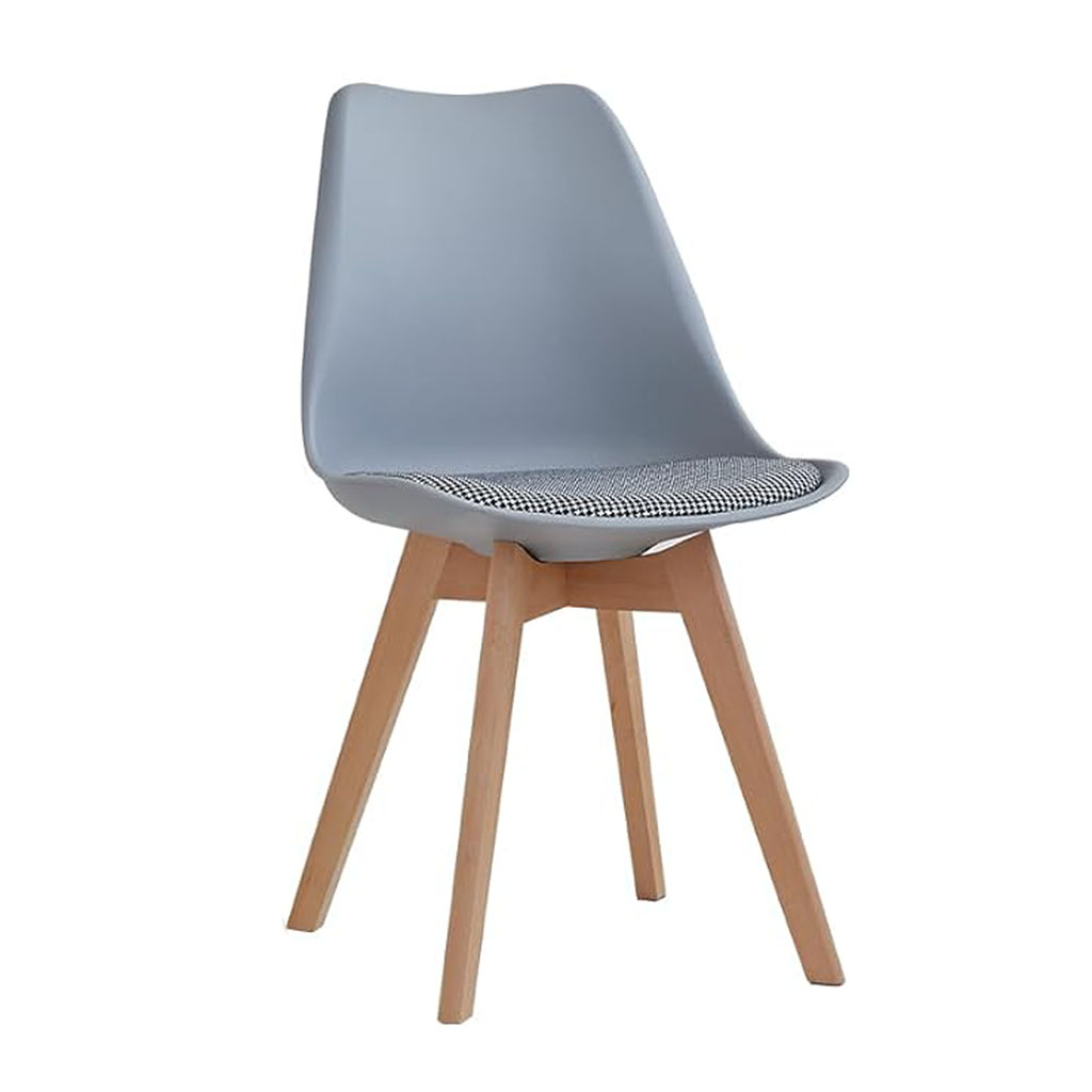ORION91 Silla LYRA Cojín Acolchado de Lino, Sillas para Cocina, Oficina, Sala de Estar – Color GRIS 40 x 49 x 82 cm - SpazioLuzio