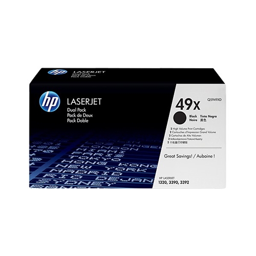 HP 49X cartucho de tóner 2 pieza(s) Original Negro