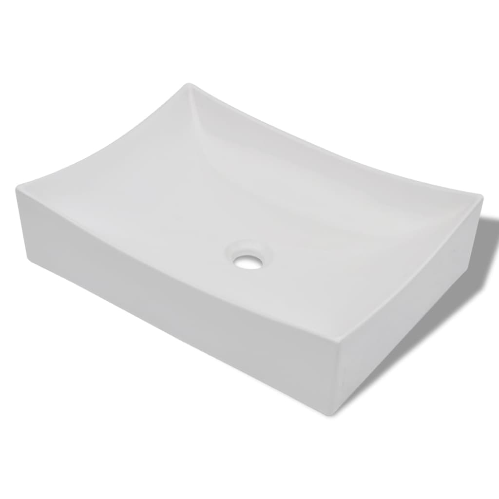 vidaXL Lavabo de material cerámica modelo rectangulo instalacion mostrador Color Negro,  Blanco, y mas
